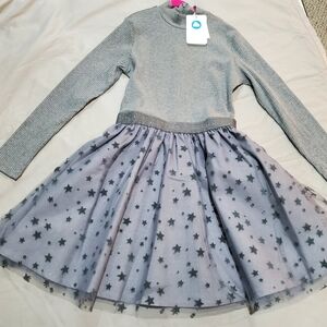 Mayoral Gray Silver Starry Kids Formal Dress